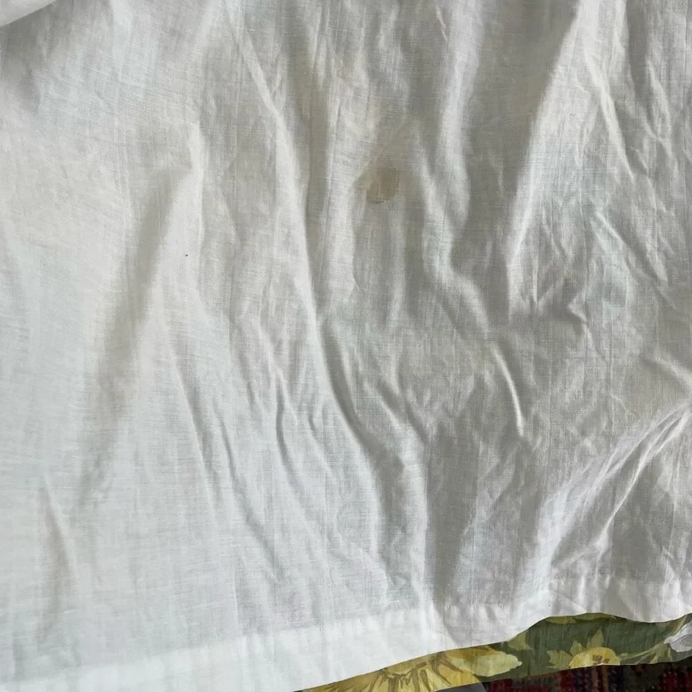 Vintage 60s Green Yellow White Floral Pinch Pleat Curtain Panel 42 x 43.5